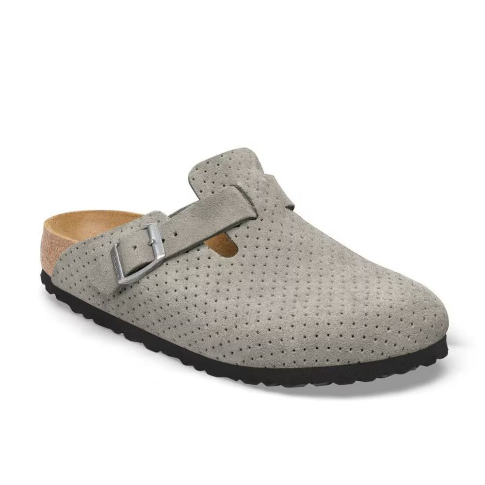 Birkenstock Boston Suede Embossed Dotted Stone Coin